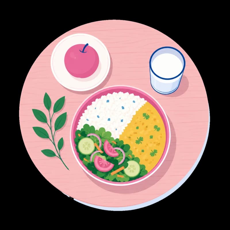 A balanced plate of pregnancy-safe foods with fresh produce