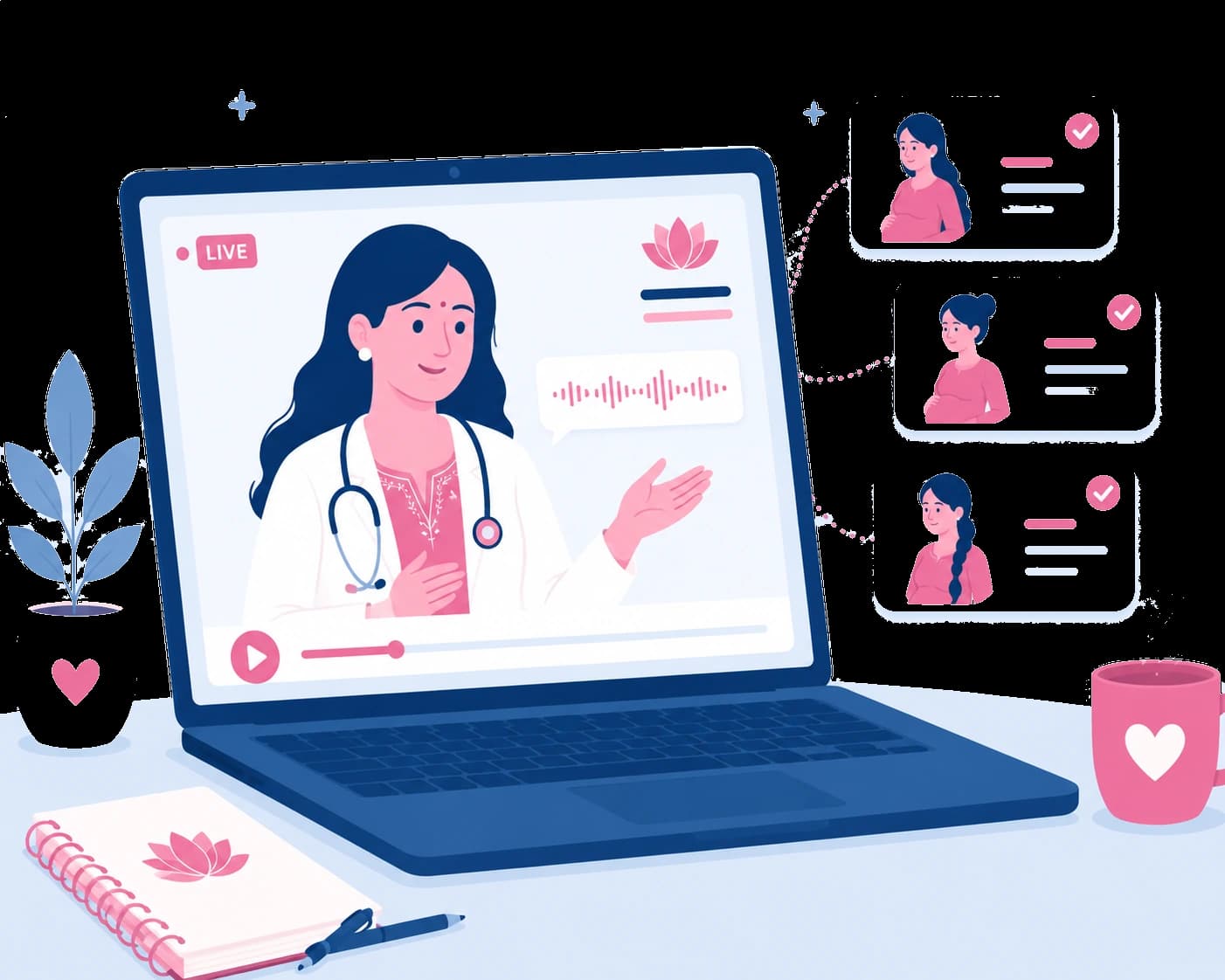 A specialist hosting a maternity webinar from her clinic